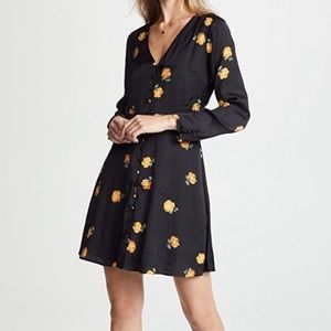 Madewell black floral midi dress